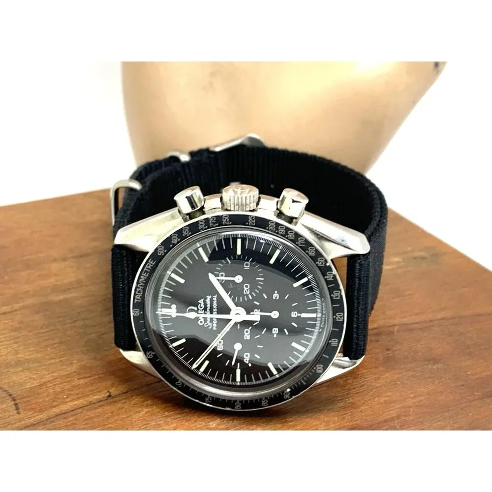 Omega Speedmaster Men's Watch 145.022 Swiss Manual 861 Black Dial Nylon Strap